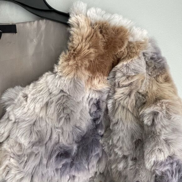 Faux Fur Coat Size M Joh Hook Closure Faux Fur Lilac Gray Cream Brown Fuzzy - Picture 5 of 16